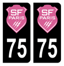 Autocollant Plaque d'immatriculation 75 Stade Français Paris Noir