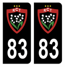 Autocollant Plaque d'immatriculation 83 RCT Toulon Noir