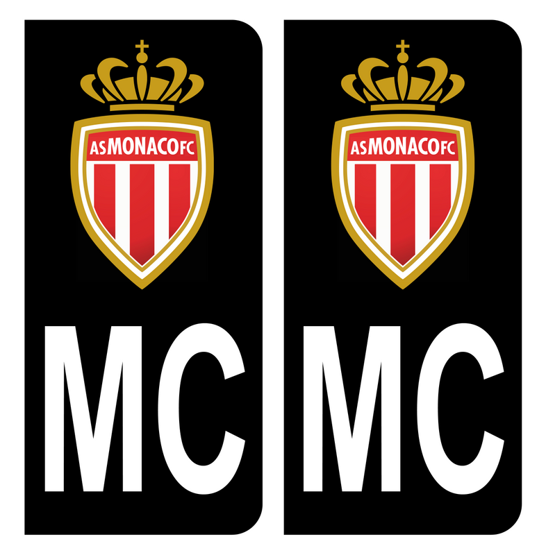 Autocollant Plaque d'immatriculation MC AS Monaco Noir