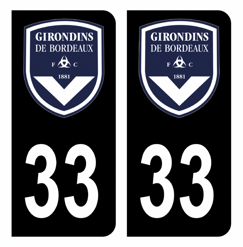 Autocollant Plaque d'immatriculation 33 Girondins de Bordeaux