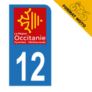 Autocollant Plaque d'immatriculation Moto Département 12