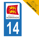 Autocollant Plaque d'immatriculation Moto Département 14