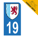 Autocollant Plaque d'immatriculation Moto Département 19