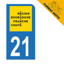 Autocollant Plaque d'immatriculation Moto Département 21