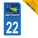 Autocollant Plaque d'immatriculation Moto Département 22