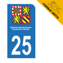 Autocollant Plaque d’immatriculation Moto Département 25 Nouveau Modele