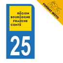 Autocollant Plaque d'immatriculation Moto Département 25