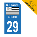 Autocollant Plaque d’immatriculation Moto Département 29 Breizh