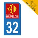 Autocollant Plaque d'immatriculation Moto Département 32