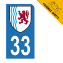 Autocollant Plaque d'immatriculation Moto Département 33