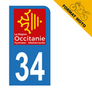 Autocollant Plaque d'immatriculation Moto Département 34