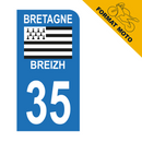 Autocollant Plaque d’immatriculation Moto Département 35 Breizh