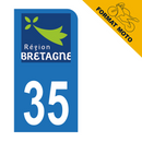 Autocollant Plaque d'immatriculation Moto Département 35