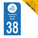 Autocollant Plaque d'immatriculation Moto Département 38