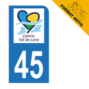 Autocollant Plaque d'immatriculation Moto Département 45