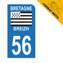 Autocollant Plaque d’immatriculation Moto Département 56 Breizh