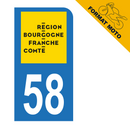 Autocollant Plaque d'immatriculation Moto Département 58