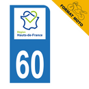 Autocollant Plaque d'immatriculation Moto Département 60
