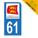 Autocollant Plaque d'immatriculation Moto Département 61