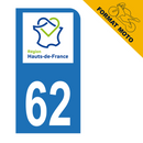 Autocollant Plaque d'immatriculation Moto Département 62