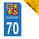 Autocollant Plaque d’immatriculation Moto Département 70 Nouveau Modele
