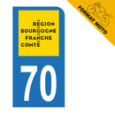 Autocollant Plaque d'immatriculation Moto Département 70