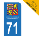 Autocollant Plaque d’immatriculation Moto Département 71 Nouveau Modele