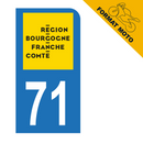 Autocollant Plaque d'immatriculation Moto Département 71