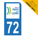 Autocollant Plaque d'immatriculation Moto Département 72