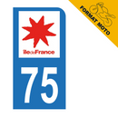 Autocollant Plaque d'immatriculation Moto Département 75