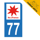 Autocollant Plaque d'immatriculation Moto Département 77
