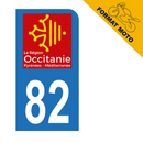 Autocollant Plaque d'immatriculation Moto Département 82