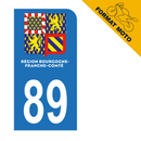 Autocollant Plaque d’immatriculation Moto Département 89 Nouveau Modele