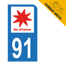 Autocollant Plaque d'immatriculation Moto Département 91