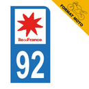 Autocollant Plaque d'immatriculation Moto Département 92